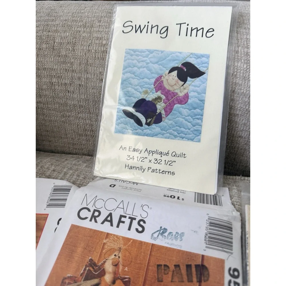 Sewing Craft Pattern Lot Of 9 Primitive Country Crafts Decor Quilted Appliqué
